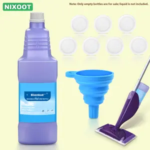 Durable Refillable Replacement Bottle for Wet Jet Mop, 1250ml/42oz Empty Leak-Proof HDPE Cleaner Solution Bottle, Includes 7 Gaskets & 1 Foldable Funnel, Not Compatible with Electric Mops