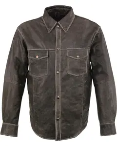 Milwaukee Leather Men's Lightweight Shirt Big And Tall - Mlm1605-Distressed Gry-3X