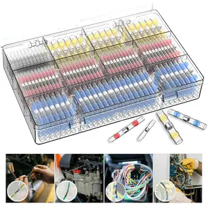 PoDhey 200Counts Solder Seal Wire Connector Heat Shrink Butt Connector Waterproof Insulated Electrical Wire Terminal Solder Sleeve Sealed Electrical Butt Splice for Marine Automotive