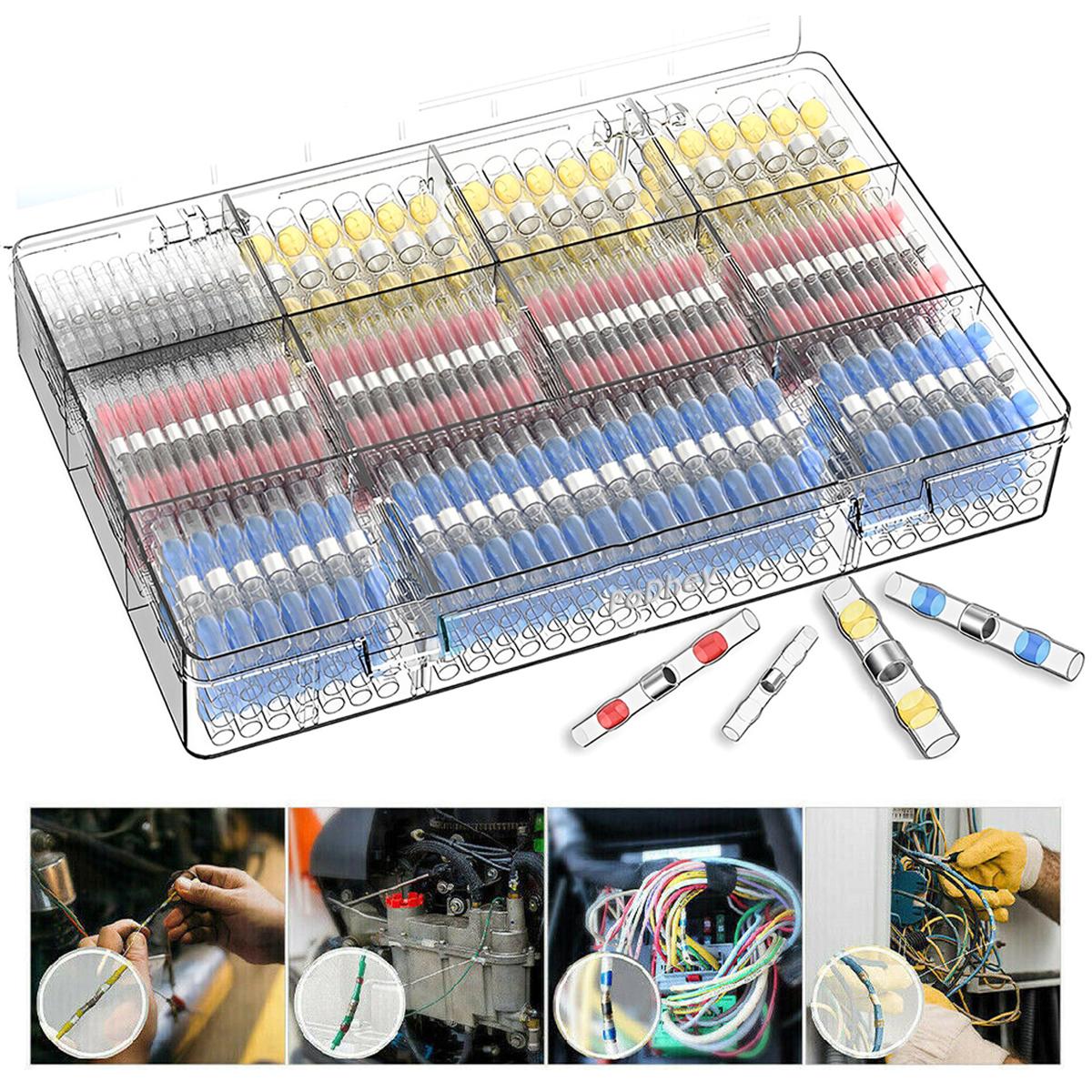 PoDhey 200Counts Solder Seal Wire Connector Heat Shrink Butt Connector Waterproof Insulated Electrical Wire Terminal Sol