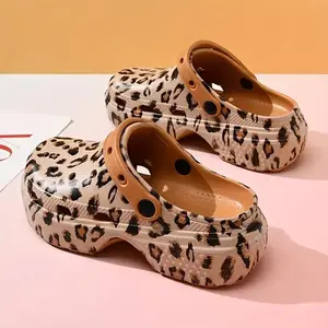 Women'S Leopard Print Platform Shoes - Soft EVA Insole, Non-Slip Rubber Sole, Round Toe Design, Fashionable Casual Footwear for All Seasons,