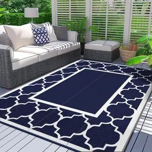 Reversible Outdoor Patio Rug - Waterproof, Durable, and Easy to Clean Mat for Camping, Backyard, and Outdoor Living - Perfect for High-Traffic Areas