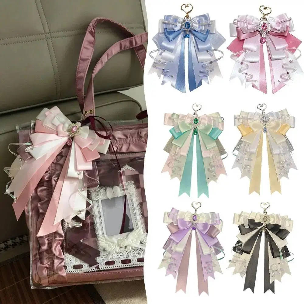 Double Layer Ribbon Bow Charm for Bags, Zinc Alloy Itabag Decoration Accessory, DIY Handmade Lolita Jewelry, Anime Gift for Friends, Accessories For Bags, Bow Charms