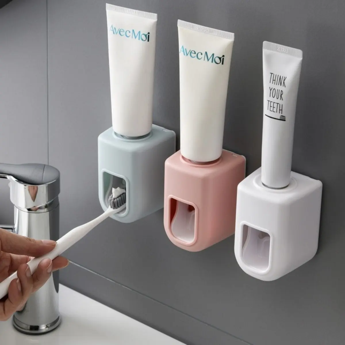 Wall-Mounted Automatic Toothpaste Dispenser, Bathroom Use, Waterproof Squeezer and Toothbrush Holders, Ideal Bath Decor Choice