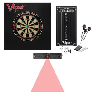 Viper 40-1047 League Pro Sisal Dartboard Starter Kit, Throw Line Light & Wall Defender II, Red