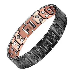 Men's Classic Magnetic Therapy Cross Bracelet - 48 Neodymium Magnets (3800 Gauss), 9.25 in Adjustable Size, Natural Magnetism, Anti-Inflammatory Benefits, Bracelets