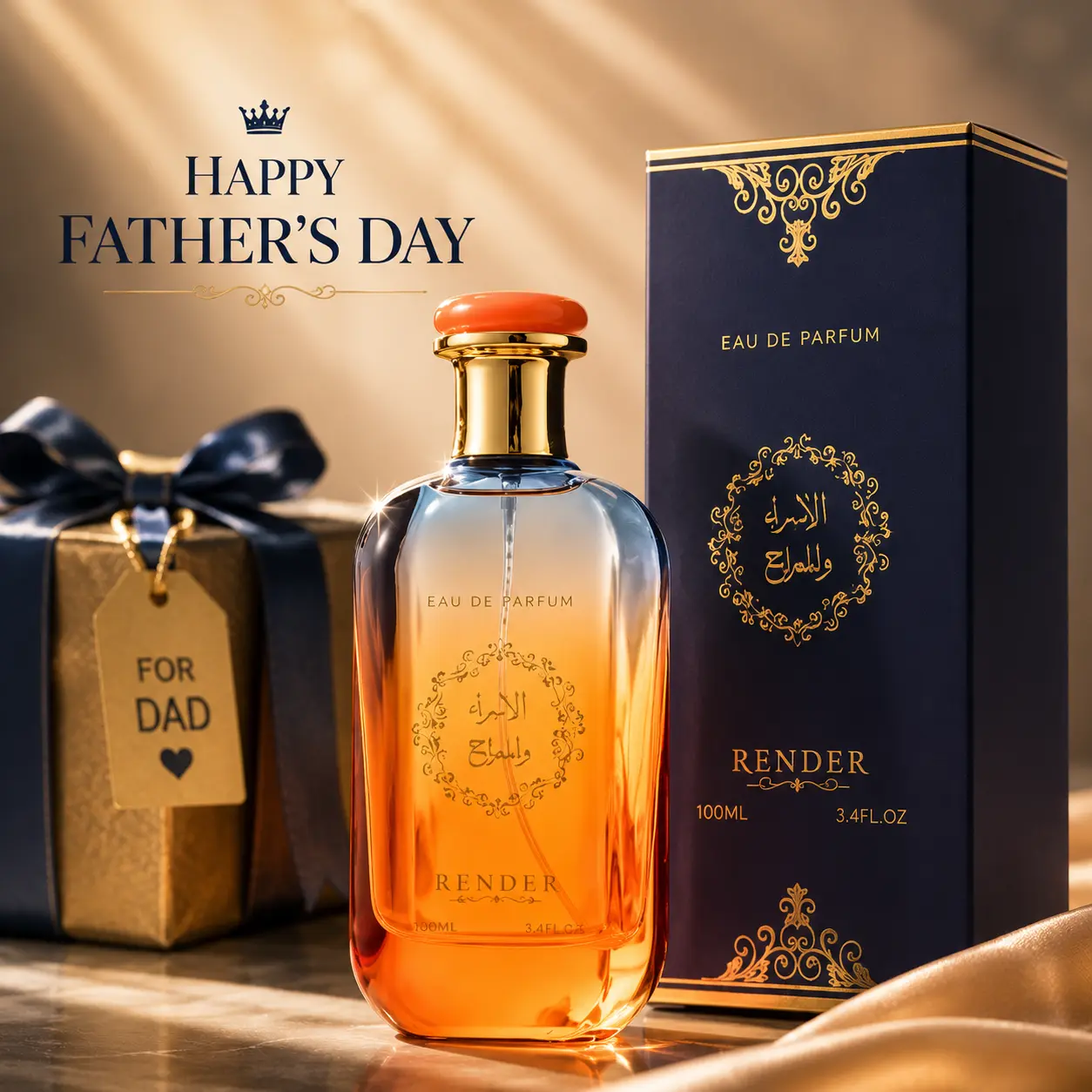 Render Middle Eastern Luxurious 100ml Eau de Parfum - Unisex Aromatic Arabian Blend, Pre-Packed, Ethnic, Sweet Savory Mix, Fruity, Floral, Long-Lasting, Unique Design, Contains Alcohol, for Dates & Everyday Use, Passion Fruit & Raspberry Scent