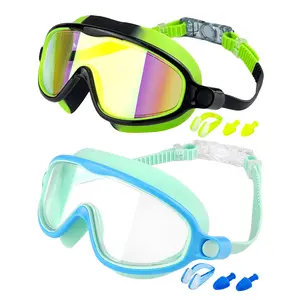 Rantizon Kids Swim Goggles 2 Pack, Wide View for Ages 3-15, Anti-Fog & UV Protection, Comfortable Fit, Easy to Wear, Perfect Gift for Boys Girls