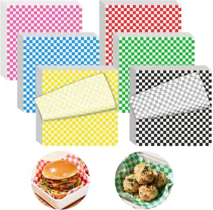 120pcs Wax Paper Sheets for Food, 12x12" Variety Pack Checkered Sandwich Wrapping Paper, Greaseproof Deli Sheets, Pre Cut Premium Food Basket Liners for Party, Festival & Outdoors,