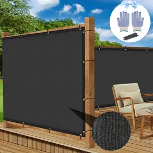4' x 25' / 4' x 50' / 6' x 50' Privacy Screen Fence 180 GSM Heavy Duty 90% Blockage Windscreen Mesh Shade Net Cover for Wall Garden Yard Chain Link Fence Privacy with Gloves & Zip Ties (Black)