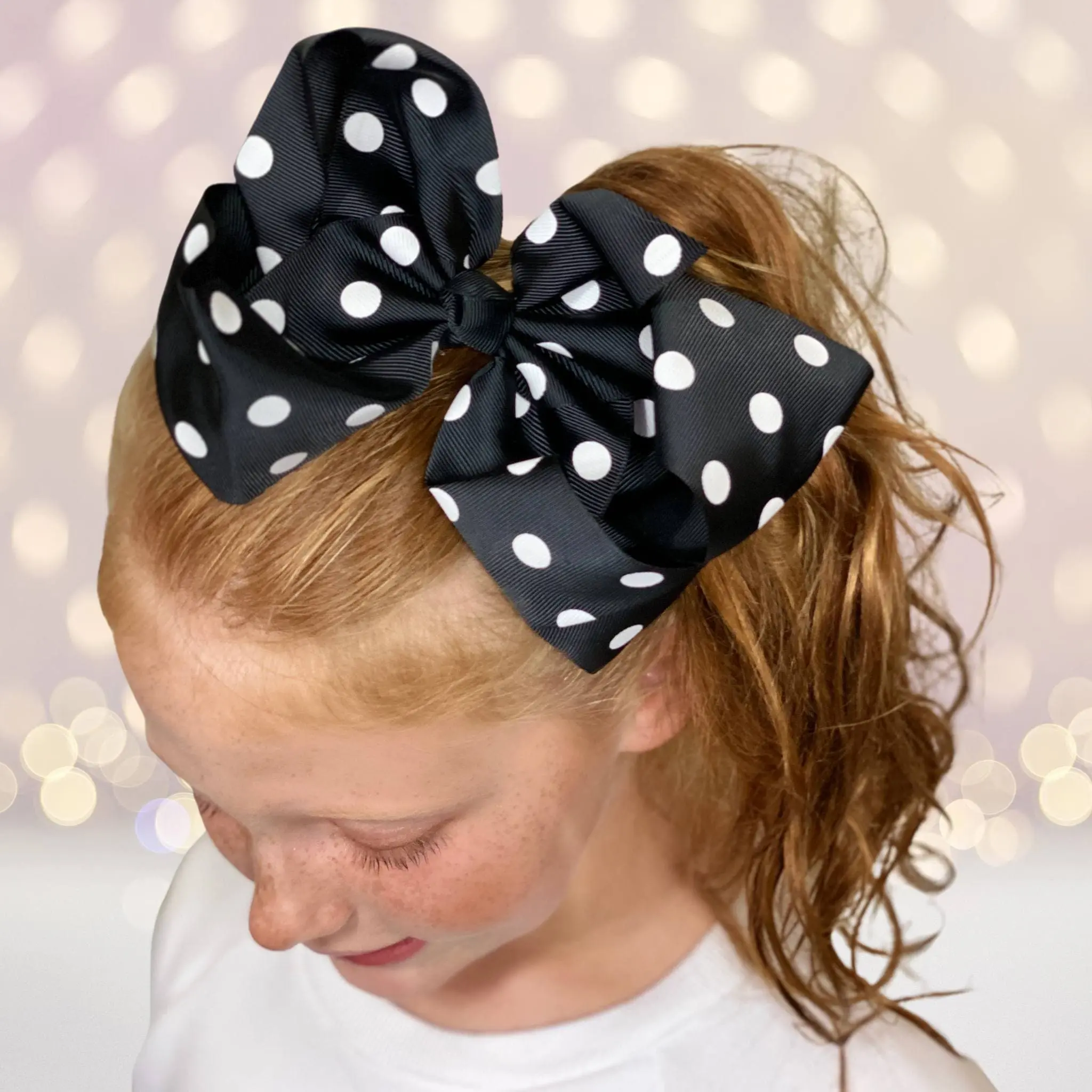 8 Inch Polka Dot Grosgrain Hair Bow