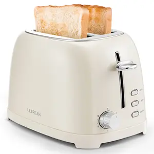 Ultrean Toaster 2 Slice with Extra-Wide Slot, Stainless Steel Toaster with Removable Crumb Tray, Small Toaster with 6 Browning Settings, Cancel, Bagel, Deforest Functions, 825 W