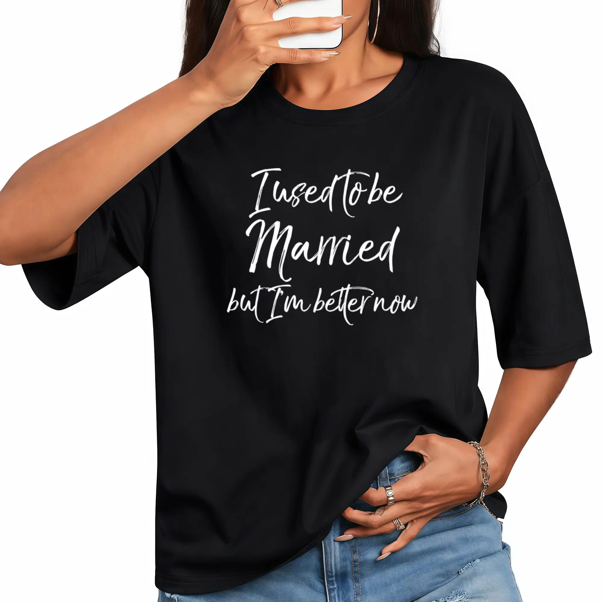 100% Cotton Funny Divorce Joke I Used to Be Married but I'm Better Now T-Shirt