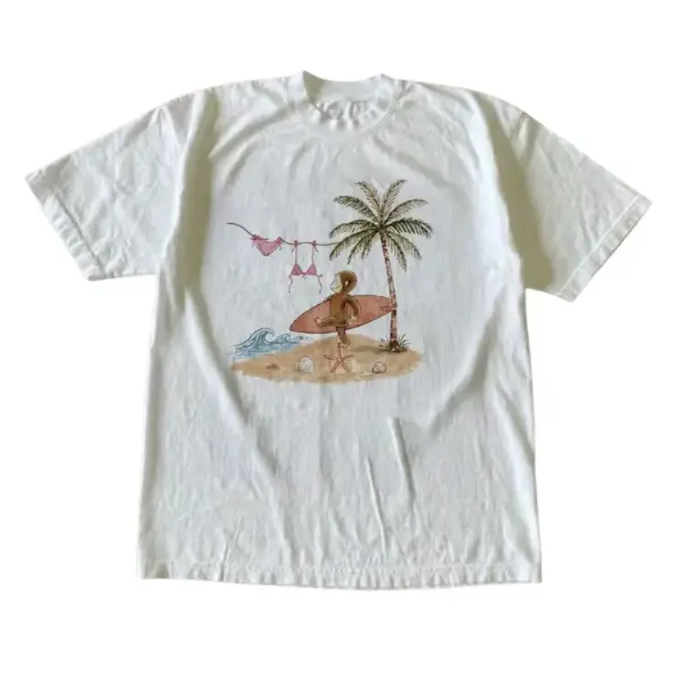 Curious George Surfing Y2K Summer T-Shirt - Vintage Graphic Tee – Menswear & Womenswear