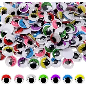 TOAOB 210pcs 15mm Plastic Wiggle Eyes with Eyelashes Googly Eyes Self Adhesive Assorted Colors Craft Stickers Eyes for DIY Arts Scrapbooking Decoration