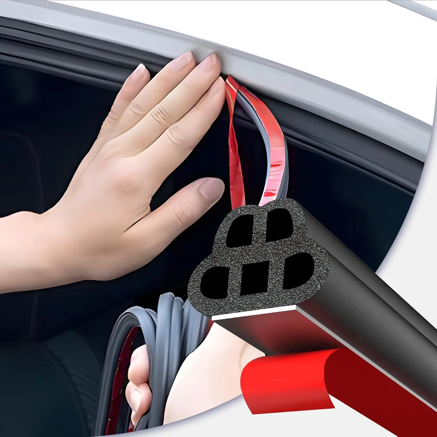 YXCY Car Door Seal Strip 33ft Universal EPDM Rubber Weather Stripping Double Layer Soundproofing Self Adhesive Seal for Car RV Hood Cover - Vehicle