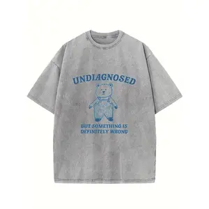 1pc, 220G Water Washed, INDIAGNOSED Printed T-Shirt, High-Quality Wax Printed Cotton Retro Fashion Brand T-Shirt, Suitable for Summer T-Shirt with a Certain Thickness, Holiday Gift