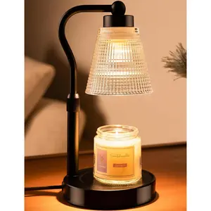 Flameless Smokeless Jar Candle Warmer Lamp, Height-Adjustable Dimmable with 2/4/8H Timer, 2x50W Halogen Wax Melter for Home Office Decor, Room & Household Items Use, Gift for Women Mom, Black-Clear/1 Pack, Room Decor tiktokshopspringglowup,summervibes out