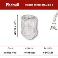 1/2 In White Red 150 FT