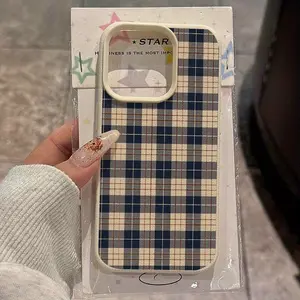 Classic Blue Plaid Pattern iPhone Case Cover, Accessories, Full Body Protection Shockproof Tpu Shell for iPhone 11 to 17 Pro Max, Lightweight Anti-Slip Design