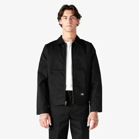 Dickies Men's Classic Eisenhower Twill Jacket - Men's Clothing Zip Casual Workwear Coat with Lightweight Quilted Lining, Generous Fit, Collared Neck, Pencil Pocket, Multiple Storage Pockets