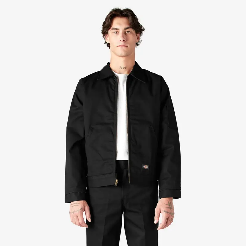 Dickies Men's Classic Eisenhower Twill Jacket - Men's Clothing Zip Casual Workwear Coat with Lightweight Quilted Lining, Generous Fit, Collared Neck, Pencil Pocket, Multiple Storage Pockets