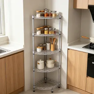 4 Tier Wire Shelving Rack, Metal Storage Shelf Unit for Laundry Room Bathroom Kitchen Pantry Closet, Heavy Duty Utility Shelving Organizer