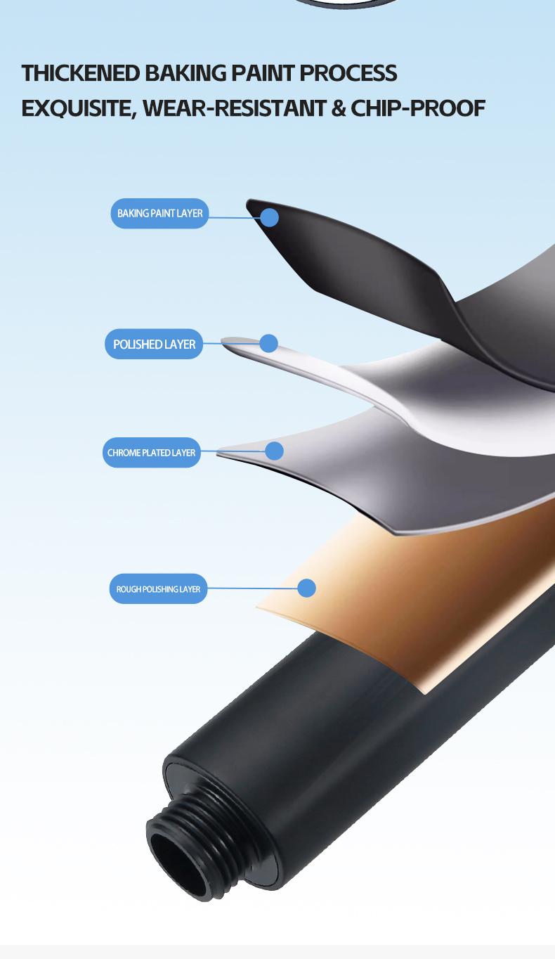 High Pressure Handheld Shower Head Combo, 5.12 Inch Rain Showerhead with 6 Spray Modes, Long Hose & Holder, Wall-Mounted Bath System, Polished/Matte Black, Works Great with Low Water Pressure, Ideal for Modern Bathroom Showers