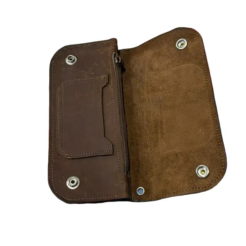 Handmade Leather Bikers Wallet - Dark Brown