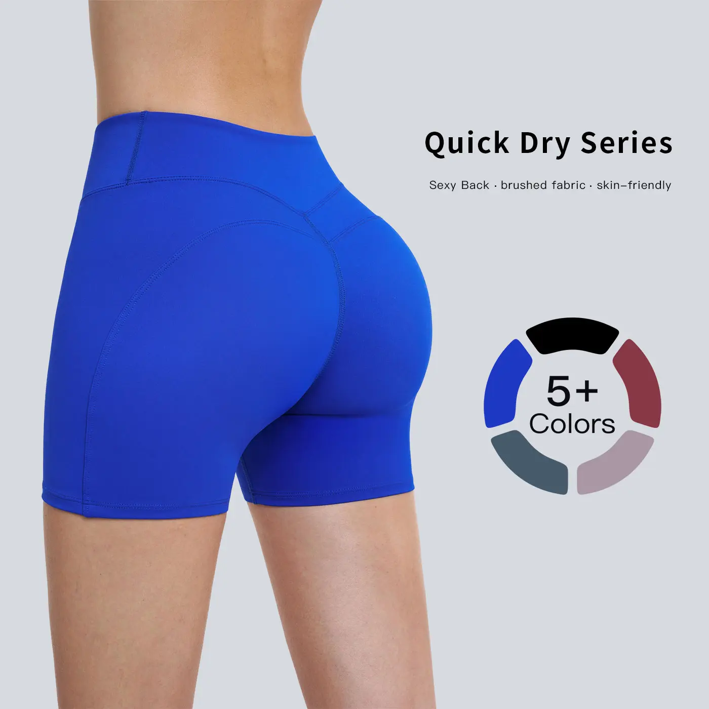 Tenwolf Women's Brushed Yoga Shorts, High-Waisted Tight Fit Butt-Lifting Athleisure Shorts for Outdoor Running & Gym, Outdoor Gym Shorts