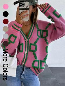 women's colorblock contrast binding button front cardigan, casual wear drop shoulder long sleeve v neck cardigan sweater for spring & fall, fall sweaters knitwear for women, ladies knitwear for daily casual wear, clothes for women, knitting womenswear