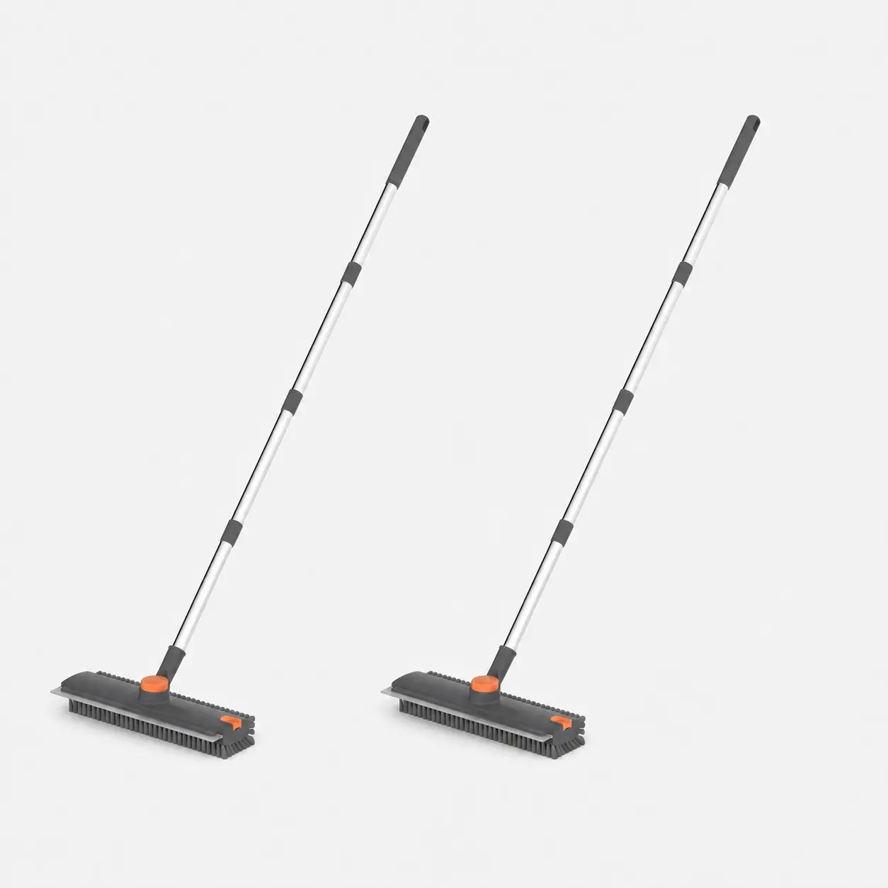 Multifunctional 3-in-1 Floor Scrub Brush with Extendable Handle - Handle Extends, 360° Rotating Heavy-Duty Stiff Bristle Brush + Silicone Squeegee, Adjustable House Cleaning Tools for Tile Cleaning, Kitchen/Bath (Single Unit)