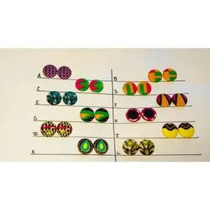 Kente cloth button earrings, kente cloth covered button earrings, fabric earrings, kente earrings, dashiki earrings, african button earrings