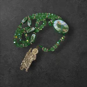 Brand new green beads rosary of Saint Jude