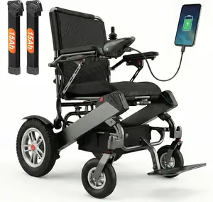 40-mile range adult electric wheelchair, foldable electric wheelchair, equipped with 2 removable 15Ah batteries, all-terrain electric wheelchair suitable for seniors, black Tivaro-EW5001