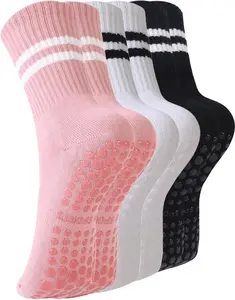 Women’s Grippy Pilates Socks 3 Pack – Non Slip Yoga, Barre, Ballet & Workout Socks for Studio or Home