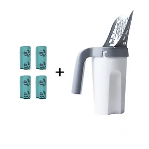 Cat litter scoop, large-capacity, no-dirt cat litter scoop with bag, anti-spill cat litter box with sieve, trash can doubles as a scoop