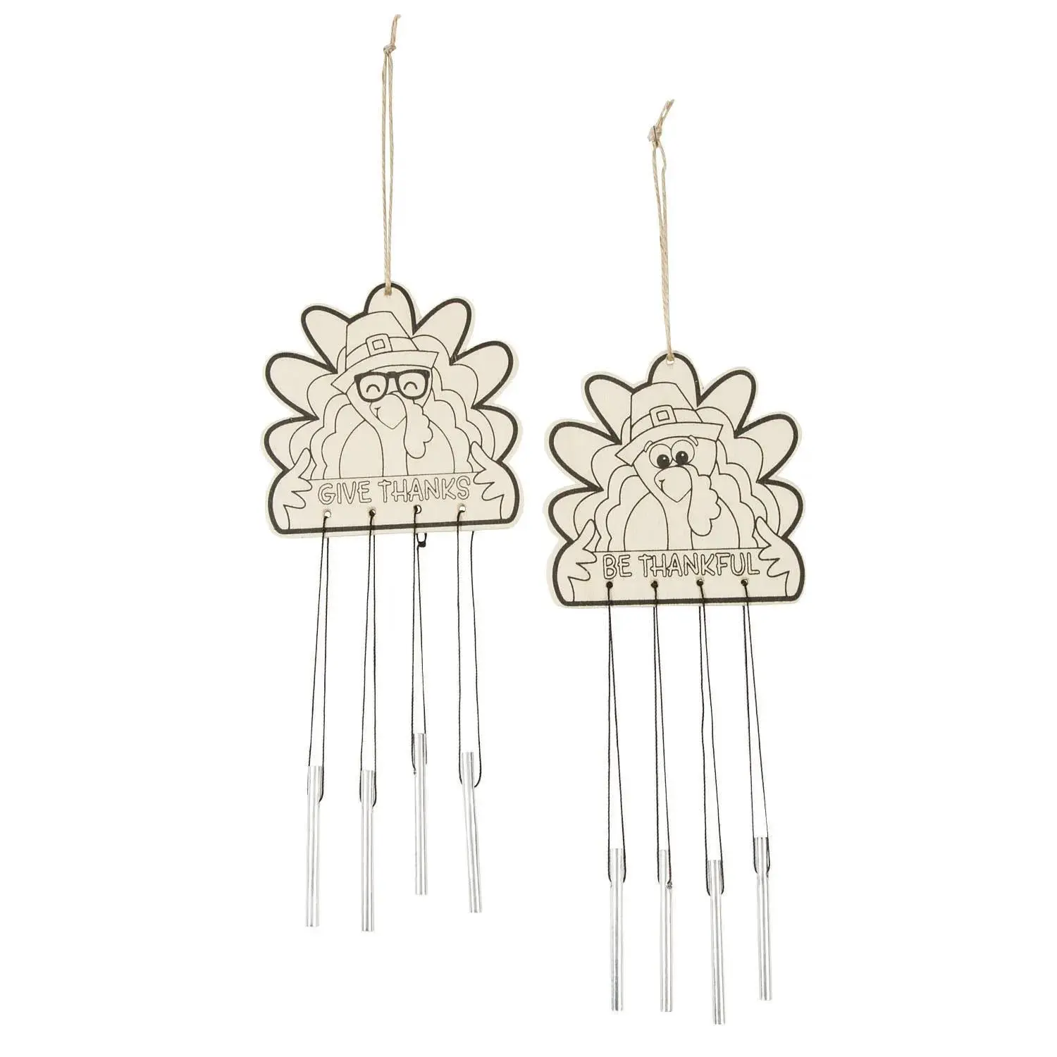 Color Your Own Thanksgiving Turkey Wind Chimes - 12 Pc.