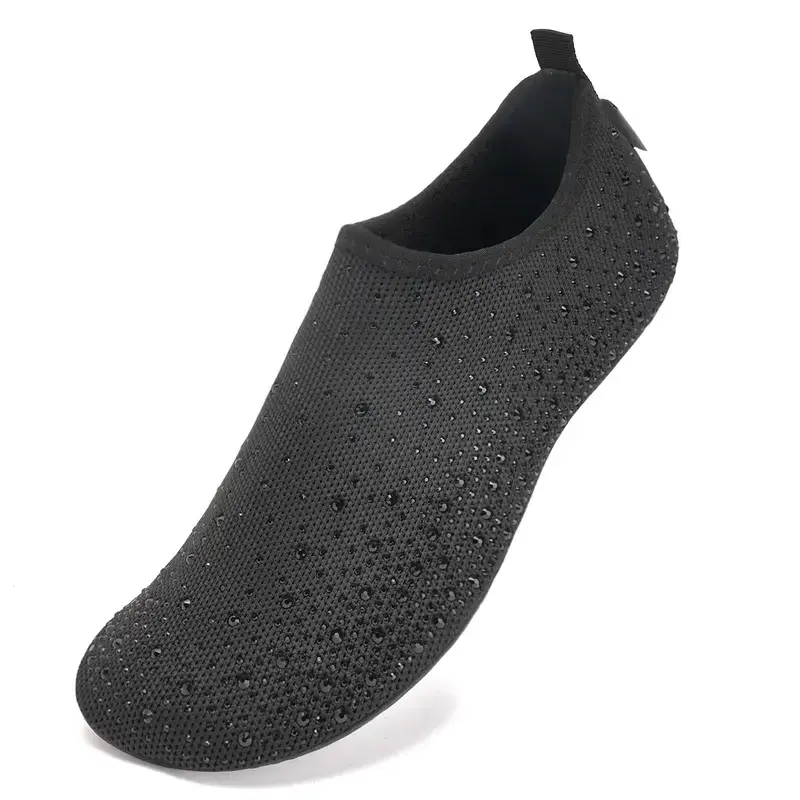 Women's Slip-On Water Shoes - Knitted Mesh Barefoot Aqua Socks with Non-Slip TPR Soles for Beach, Yoga, Travel, Women's Water Shoes, Breathable Water Shoes, Beach Pool Shoes