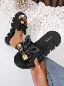 Cute Bunny Ear Bow Boho Sandal, Casual Fashion Sandals, Bohemian Sandals, Non-Slip Thick Rubber Sole Flip Flops, Fashionable Summer Casual Shoes for Women, Unique Design Beach Slippers