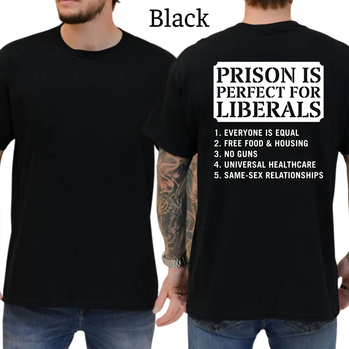 Prison Is Perfect Place For Liberals Funny Joke T-Shirt, Mens Shirts Funny, Conservative Political Graphics Tee, Patriotism Graphics Shirt, Men's Gifts, Casual Menswear, For Men