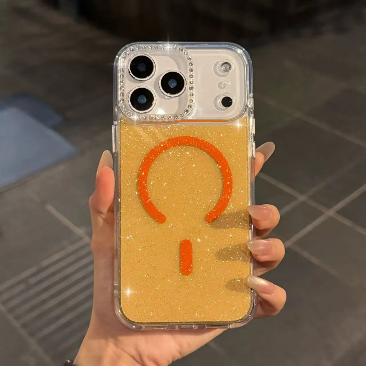 Semi-transparent Glitter Magnetic Phone Case, Couple Phone Case, Compatible with iPhone 17/16/15/14 Pro Max