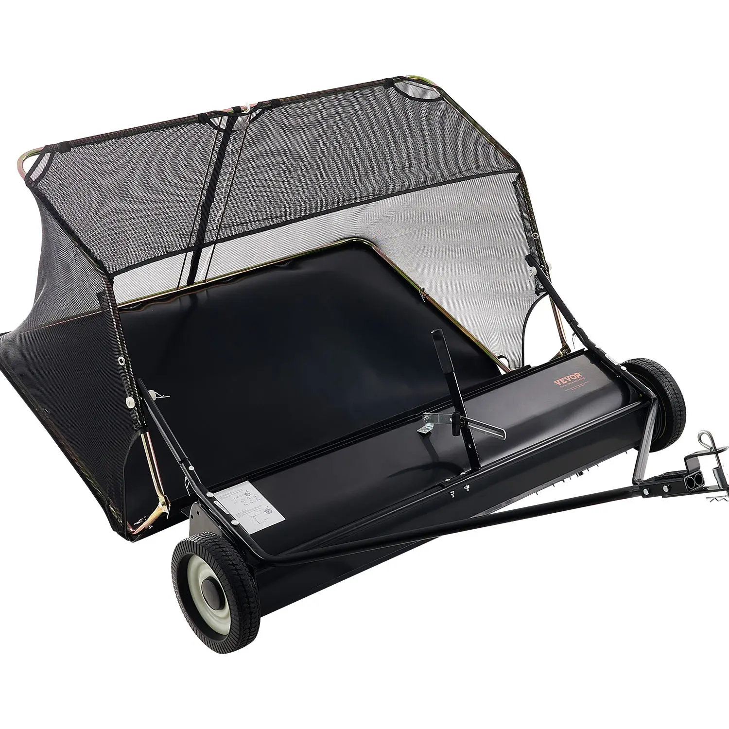 【Summerfinds】VEVOR 52 in Tow Behind Lawn Sweeper,26 cu.ft. Large Yard SweeperAdjustable Sweeping HeightHeavy Duty Leaf & Grass Collector with Dumping RopePull Behind Sweepers for Debris Grass Clippings