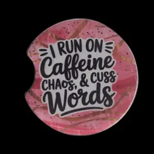 I run on Coffee" Stylish Car Coasters (2-Pack)