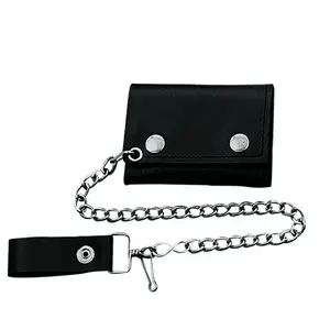 Mini Black Trifold Biker Chain Wallet