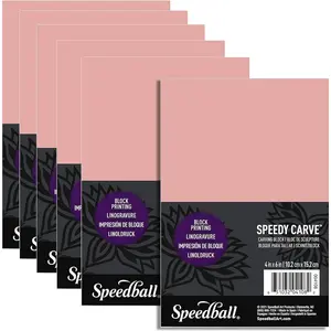 Speedy-Carve Premium Printmaking Blocks 4" x 6" Pink Carving Material, Soft & Precise (6-Pack) - Perfect for Custom Stamps, Block Printing & Art Projects