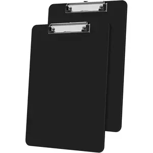 Plastic Clipboards 2 Pack A4 Black Clip Board 8.5x11 for Classroom Students Kids Women Size 9" x 12.5" with Low Profile Clip Office & School Supply