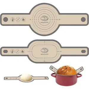 Silicone Bread Sling Oval and Round 2 PCS Nonstick Reusable Bread Baking Mats Easy-To-Clean Dutch Oven Liners Sourdough Bread Baking Supplies