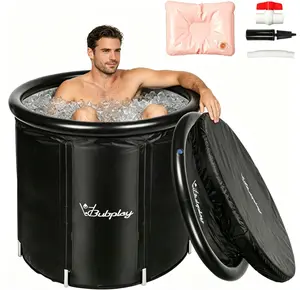 [31*29Inch Max]Portable Spa&Ice Bath Tub for Adult Outdoor Ice Barrel Leak-Proof Non-Inflatable Bath Pod with Thermo Lid