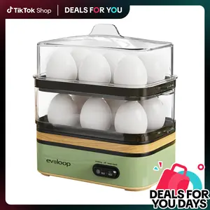 [Deals For You Days]EVOLOOP Rapid Egg Cooker Electric 12 Eggs Capacity, Soft, Medium, Hard Boiled, Poached, Omelet Maker Egg Poacher & Vegetable Steamer, BPA Free Tray